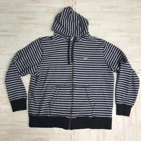 black and gray striped hoodie